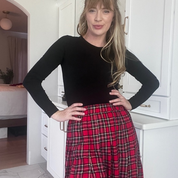 Vintage Plaid Red full midi Skirt - Picture 3 of 8